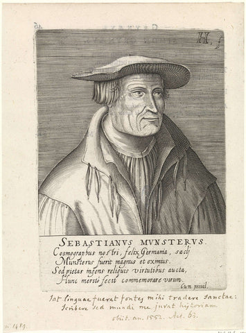 Portrait of Sebastiaan Münster, Hendrick Hondius (I), 1599 Canvas Print