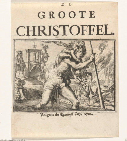 Titelblad voor het pamflet: De Groote Christoffel, 1702, Romeyn de Hooghe, 1702 Canvas Print