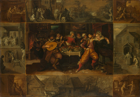 The Parable of the Prodigal Son, Frans Francken (II), c. 1610 - c. 1620 Canvas Print