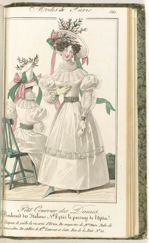 Petit Courrier des Dames, 15 June 1828, No. 561: Chapeau de paille de riz..., anonymous, 1828 Canvas Print