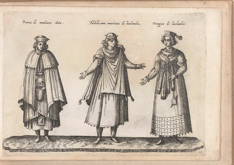 Two women and a man from different positions, dressed according to fashion in Sápmi (Lapland) of c. 1580, Bartolomeo Grassi, in or before 1585 Canvas Print