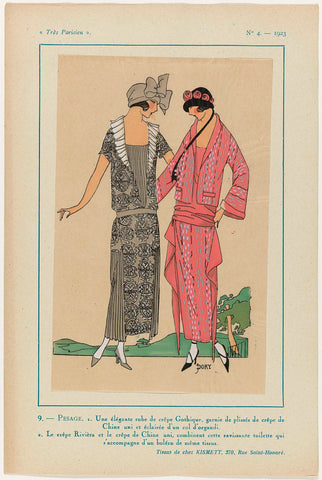 Très Parisien, 1923, No. 4: 9. - WEIGHING. 1. An elegant Gothic crepe dress..., J. Dory, 1923 Canvas Print