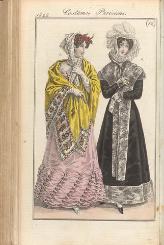 Journal des Dames et des Modes, editie Frankfurt 17 Mars 1822, Costumes Parisiens (12), anonymous, 1822 Canvas Print