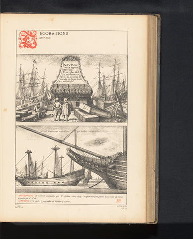 Reproduction of two prints of ships at sea and in a port by Wenceslaus Hollar, anonymous, c. 1875 - in or before 1880 Canvas Print