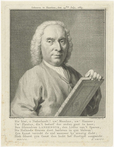 Portrait of Pieter Langendijk, Jacob Houbraken, 1751 Canvas Print