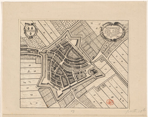 Map of Woerden, anonymous, 1657 - c. 1704 Canvas Print