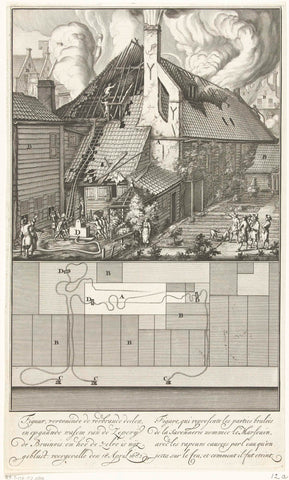 De gebluste brand in de zeepziederij De Bruinvis, 1682, Jan van der Heyden (attributed to), 1690 - 1735 Canvas Print