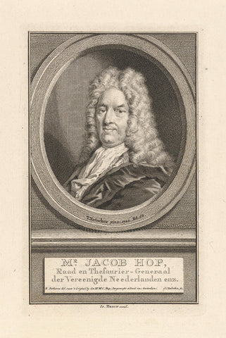 Portrait of Jacob Hop, Jacob Houbraken, 1749 - 1759 Canvas Print