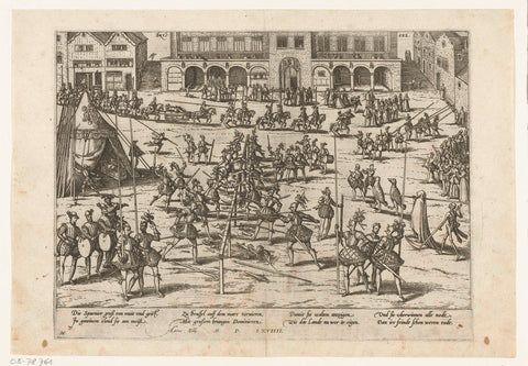 Tournament on the Grand Place in Brussels, 1569, Frans Hogenberg, 1569 - 1570 Canvas Print