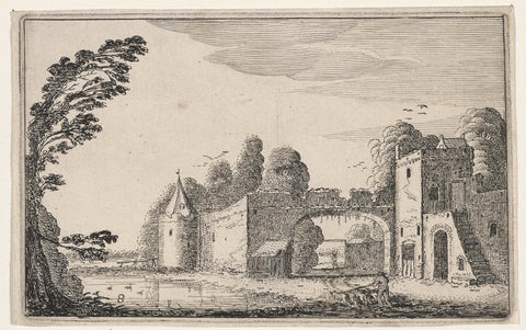 Ruins of towers and a gate, Jan van de Velde (II), 1616 Canvas Print