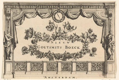 Tekst in cartouche van bloemen, Daniel de Lafeuille, 1650 - 1709 Canvas Print