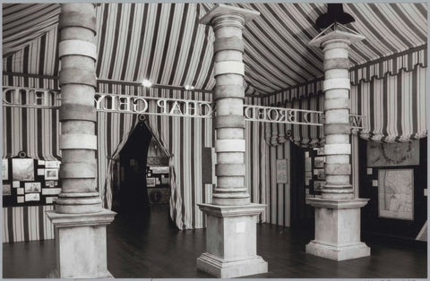 Hall with a passageway dressed as the opening of a tent, before that three columns, c. 1991 Canvas Print