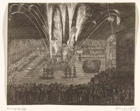 Fireworks at the entrance of King William III in The Hague, 1691, anonymous, 1691 Canvas Print