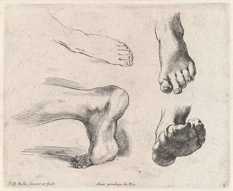 Four feet, Stefano della Bella, 1620- 1664 Canvas Print