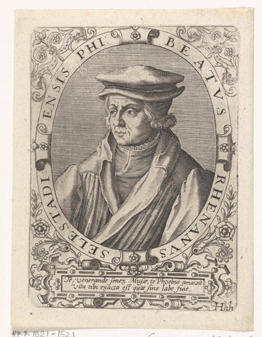 Portrait of Beatus Rhenanus, Theodor de Bry, 1669 Canvas Print