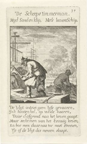 Scheepstimmerman, Jan Luyken, 1694 Canvas Print