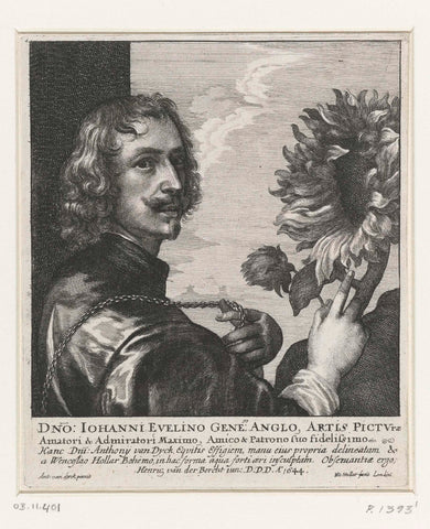 Portrait of Anthony van Dyck, Wenceslaus Hollar, 1644 Canvas Print