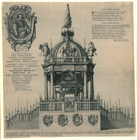 Katafalk van de Infante Balthasar te Antwerpen (side view), 1647, Wenceslaus Hollar, 1647 Canvas Print