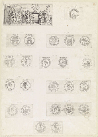 Blad met Triomfoptocht met de zevenarmige kandelaar en Romeinse munten, Theodoor van Thulden, 1642 Canvas Print