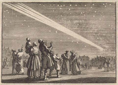 Crowd of people beholds a comet, 1680-1681, Jan Luyken, 1698 Canvas Print