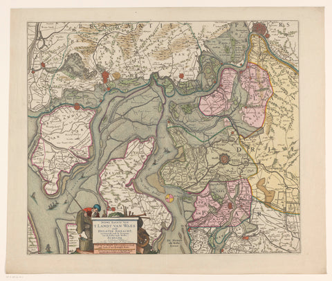 Map of the Waasland and the Hulster Ambacht, anonymous, 1677 - 1720 Canvas Print