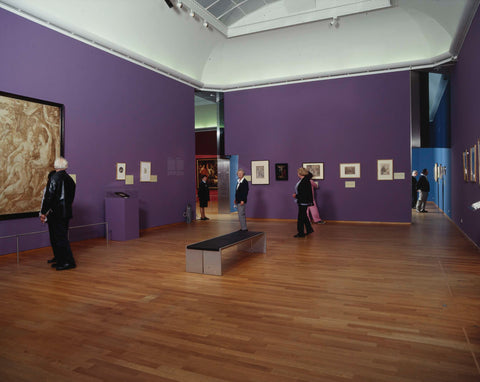 Room with various works, visitors and benches, c. 2003 Canvas Print