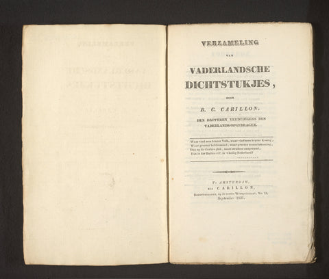 Collection of Vaderlandsche Dichtstukjes, B.C. Carillon, 1831 Canvas Print