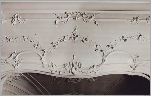 Part of the ceiling with leaf vines and a flower garland, with cracks, 1981 Canvas Print