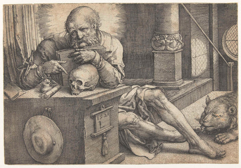 Saint Hieronymus in his study, Lucas van Leyden, 1521 Canvas Print