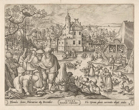 Winter, Pieter van der Heyden, in or after 1570 Canvas Print