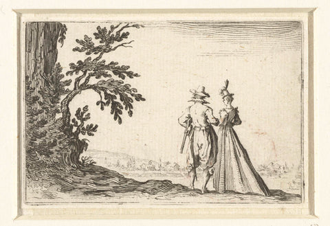 Lady and gentleman at a tree, Jacques Callot, 1621 Canvas Print