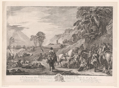 Landscape with cavalry, Jacques-Philippe Le Bas, c. 1737 Canvas Print