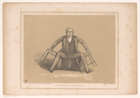 Cartoon with Robert Peel falling between two chairs, John Doyle, 1846 Canvas Print