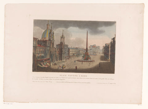 View of Piazza Navona in Rome, Louis Lecoeur, 1812 - 1814 Canvas Print