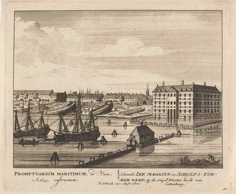 View of 's Lands Zeemagazijn (Admiraliteitsmagazijn) in Amsterdam, anonymous, 1757 - 1766 Canvas Print