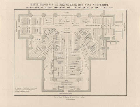 Flat land of the Nieuwe Kerk der Stad Amsterdam. Ingerigt for the plegtige inauguration of Z.M. Willem III, on the 12th of May 1849, anonymous, 1849 Canvas Print