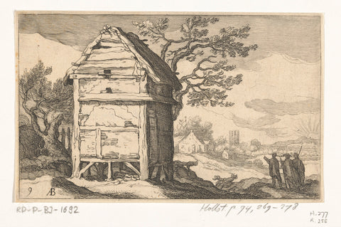 Landscape with barn, Frederick Bloemaert, after 1635 Canvas Print