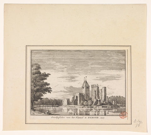 View of the ruins of Egmond Castle, 1727, anonymous, in or after 1727 Canvas Print