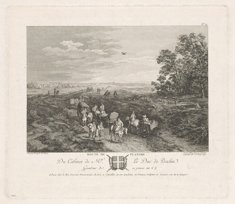 Landscape with travelling company, Balthasar Anton Dunker, 1772 Canvas Print