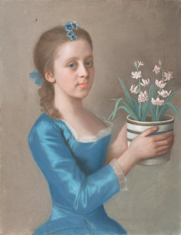 Young Girl Holding a Pot of Hyacinths, Jean-Etienne Liotard, c. 1750 - c. 1755 Canvas Print