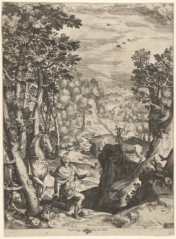 Landscape with the Vision of Eustachius, Cornelis Cort, 1573 Canvas Print