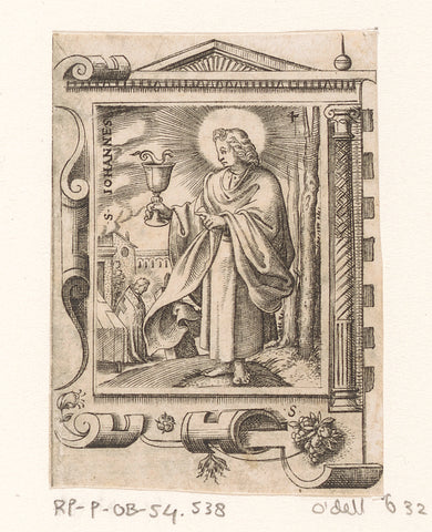 Heilige Johannes in een rolwerk omlijsting, Virgilius Solis, 1568 Canvas Print