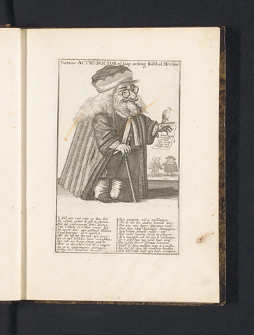 Dwarf as a physician with a bird on his hand, 1720, Joost van Sassen, 1718 - 1720 Canvas Print