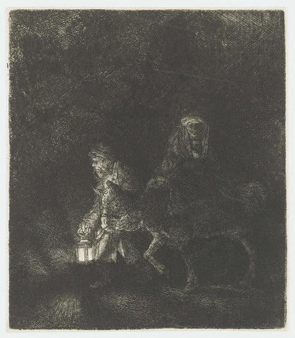 The flight into Egypt: a night piece, Rembrandt van Rijn, 1651 Canvas Print