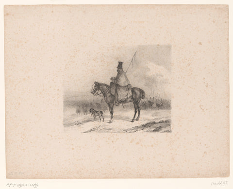 Lancer on horseback in the snow, Nicolas Toussaint Charlet, 1834 Canvas Print