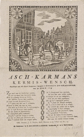 Kermisprent van de Amsterdamse askarrenmannen voor het jaar 1833, anonymous, 1833 Canvas Print