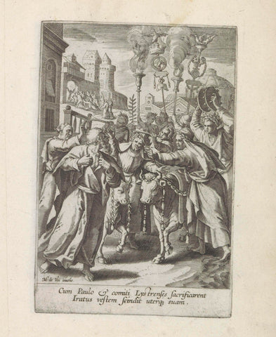 Paulus and Barnabas in Lystra, Maerten de Vos, 1591 - 1600 Canvas Print