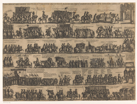 Procession for entry of Pope Clement VIII into Ferrara, Antonio Tempesta, 1598 Canvas Print