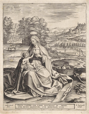 Rest on the Flight into Egypt, Antonie Wierix (II), 1565 - before 1604 Canvas Print