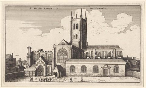 View of London's Southwark Cathedral, Wenceslaus Hollar, 1647 Canvas Print